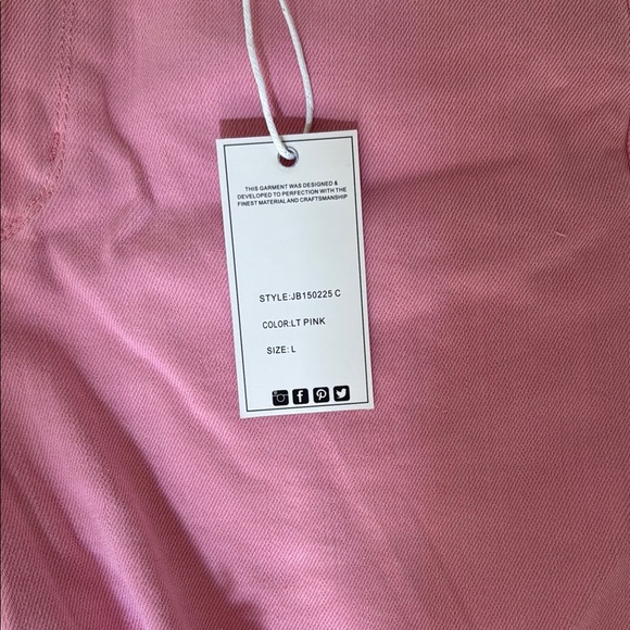 NWT Judy Blue Pink Jean Shorts Mid Rise Frayed Hem Size L - Picture 2 of 5